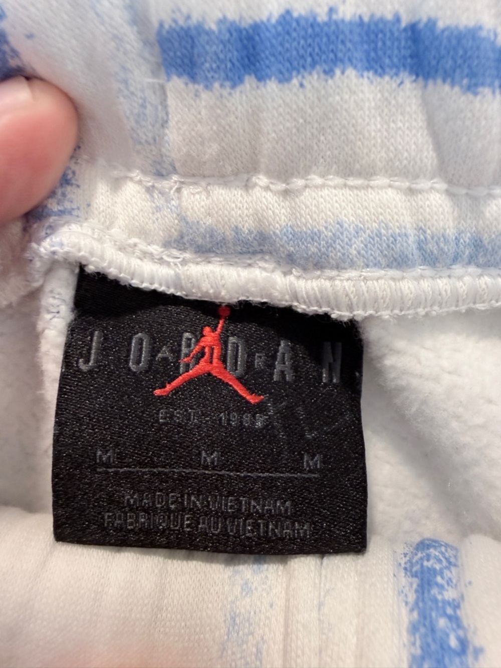 Air Jordan Sweatpants Joggers Men's M Holiday Plaid FV7462-100 White Blue - Picture 7 of 13